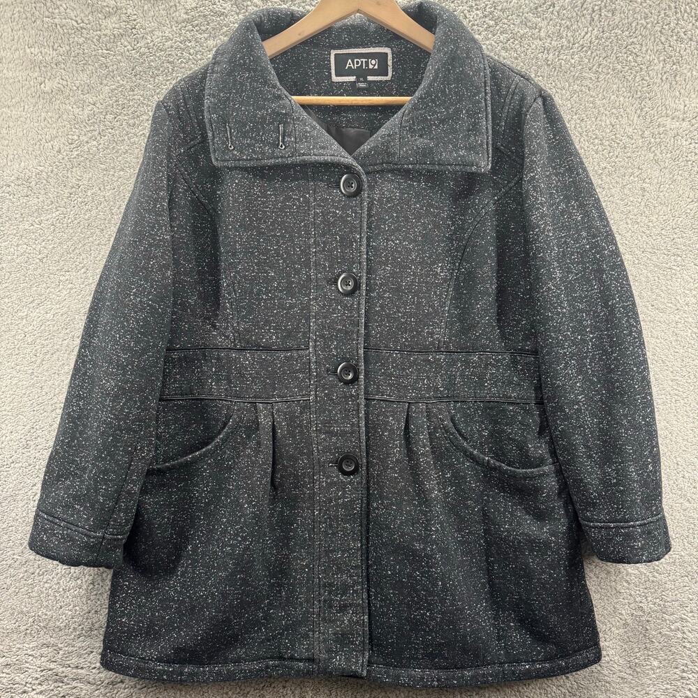 Apt. 9 Coat Women's XL Gray Tweed Button-Up Stylish Jacket